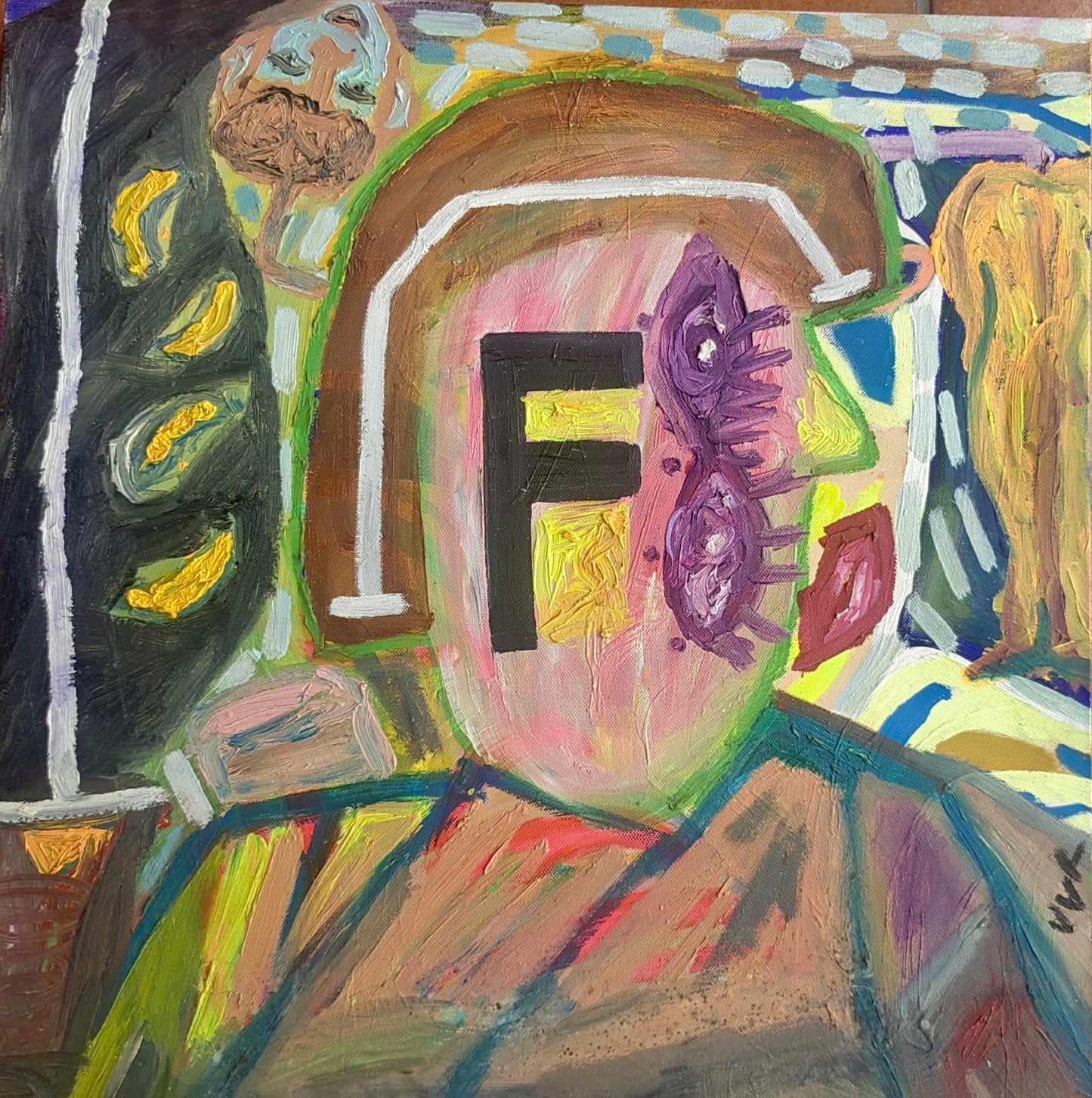 pintura al óleo.  'F'
